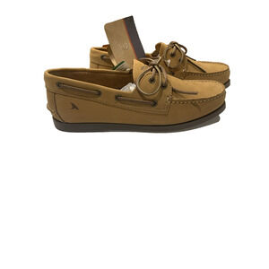 Rugged Shark Mens Leather Boat Casual Shoes 2 Eye Brown Casual Deck Size 10